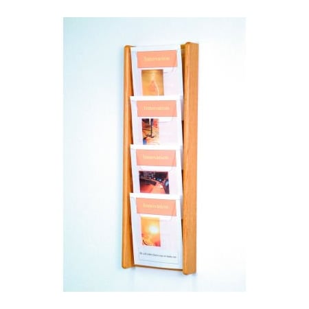 Wooden Mallet 4 Pocket (4H) Acrylic & Oak Wall Display - Light Oak AC34-4LO